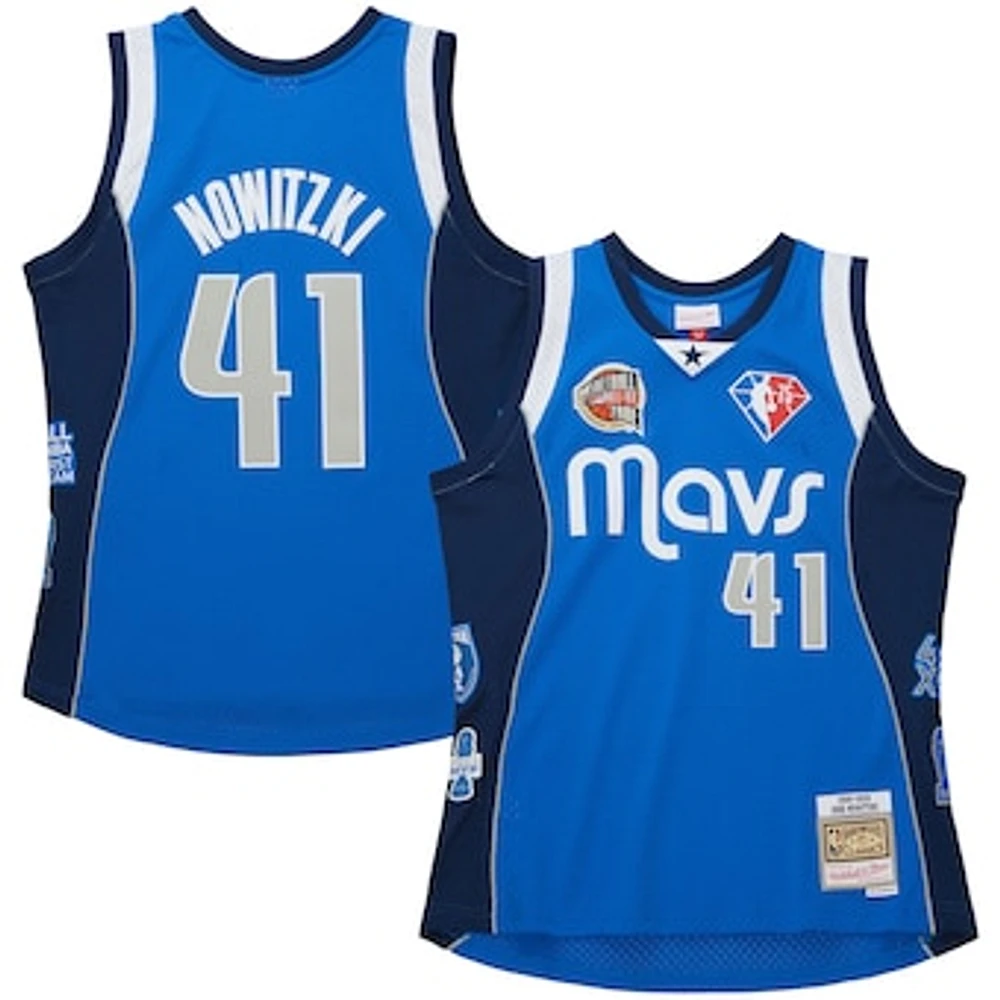 Unisex Mitchell & Ness Dirk Nowitzki Blue Dallas Mavericks Hall of Fame Class 2023 Throwback Swingman Jersey