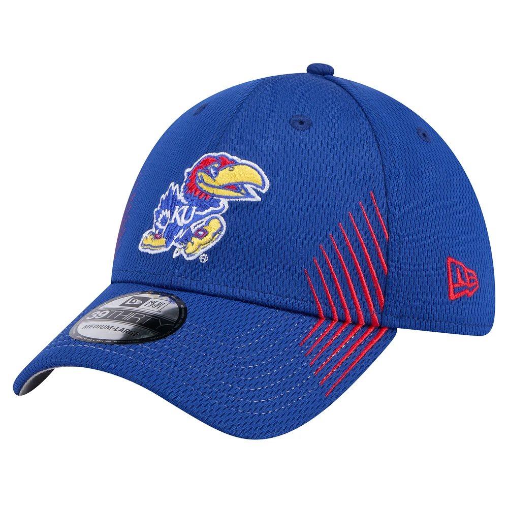 Men's New Era Royal Kansas Jayhawks Active Slash Sides 39THIRTY Flex Hat