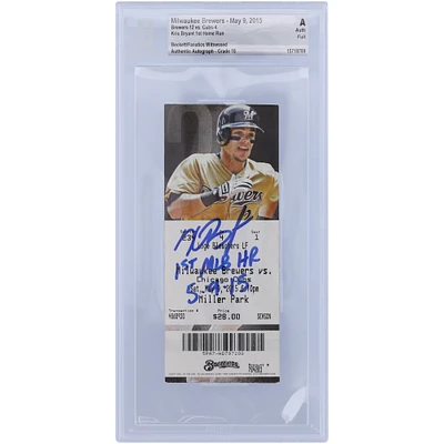 Kris Bryant Chicago Cubs Autographed Ticket with "1st MLB HR 5-9-15" Inscription - BAS Authenticated Graded 10