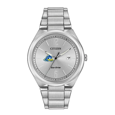 Men's  Silver Delaware Fightin' Blue Hens Eco-Drive Stainless Steel Watch