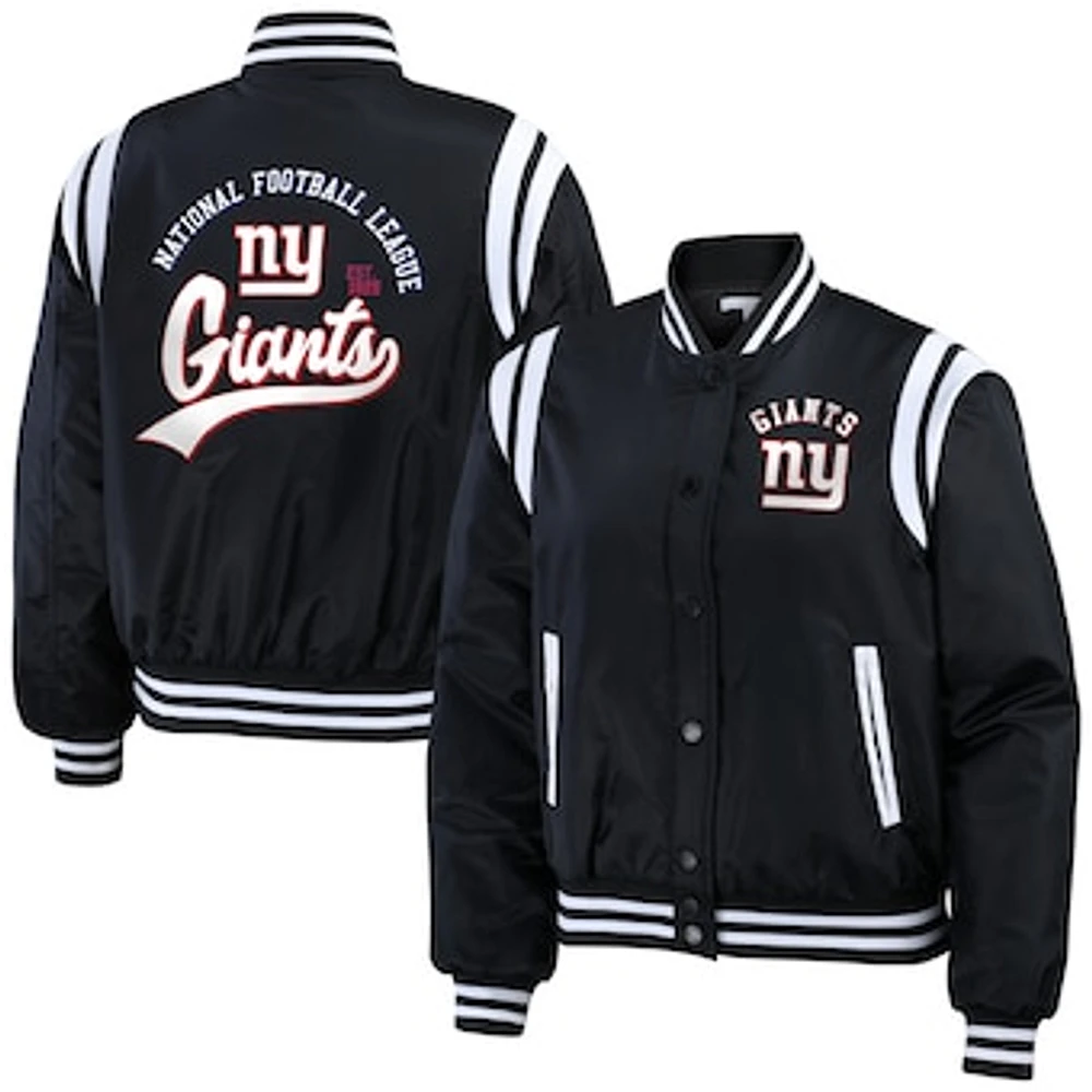 Women's WEAR by Erin Andrews  Black New York Giants Full-Snap Bomber Jacket