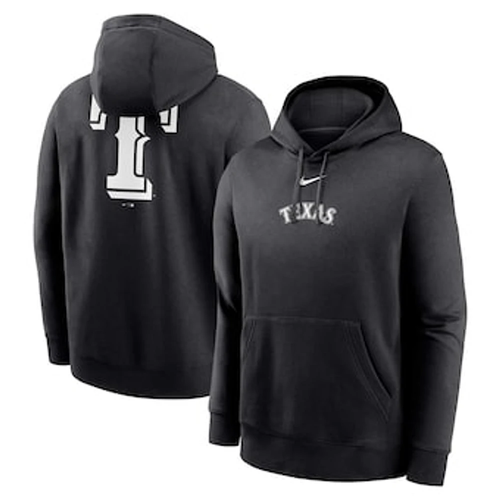 Men's Nike Texas Rangers Black & White Fashion Club Fleece Pullover Hoodie