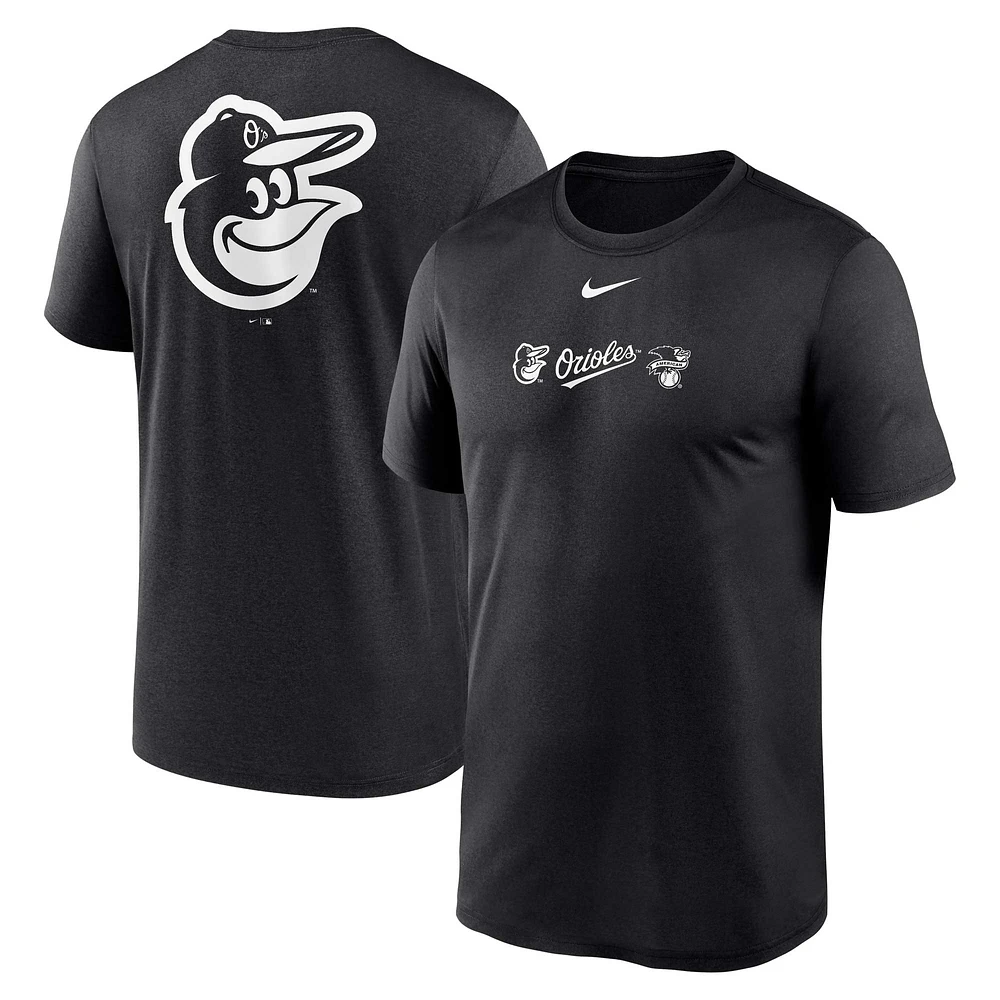 Men's Nike Black Baltimore Orioles Fashion Over Shoulder Logo Legend T-Shirt