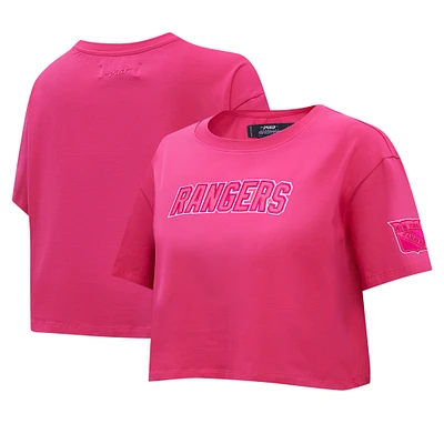 Women's Pro Standard New York Rangers Triple Pink Cropped Boxy T-Shirt