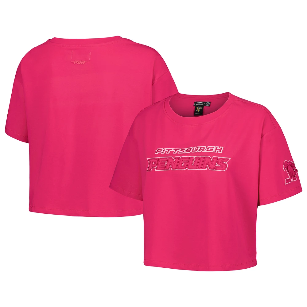 Women's Pro Standard Pittsburgh Penguins Triple Pink Cropped Boxy T-Shirt