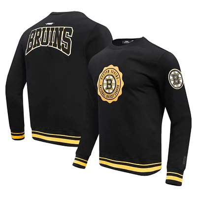 Men's Pro Standard Black Boston Bruins Crest Emblem Pullover Sweatshirt