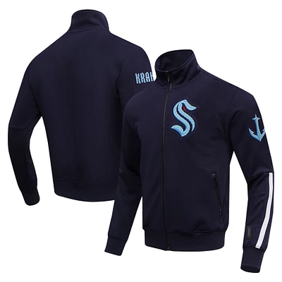 Men's Pro Standard Navy Seattle Kraken Classic Chenille Full-Zip Track Jacket