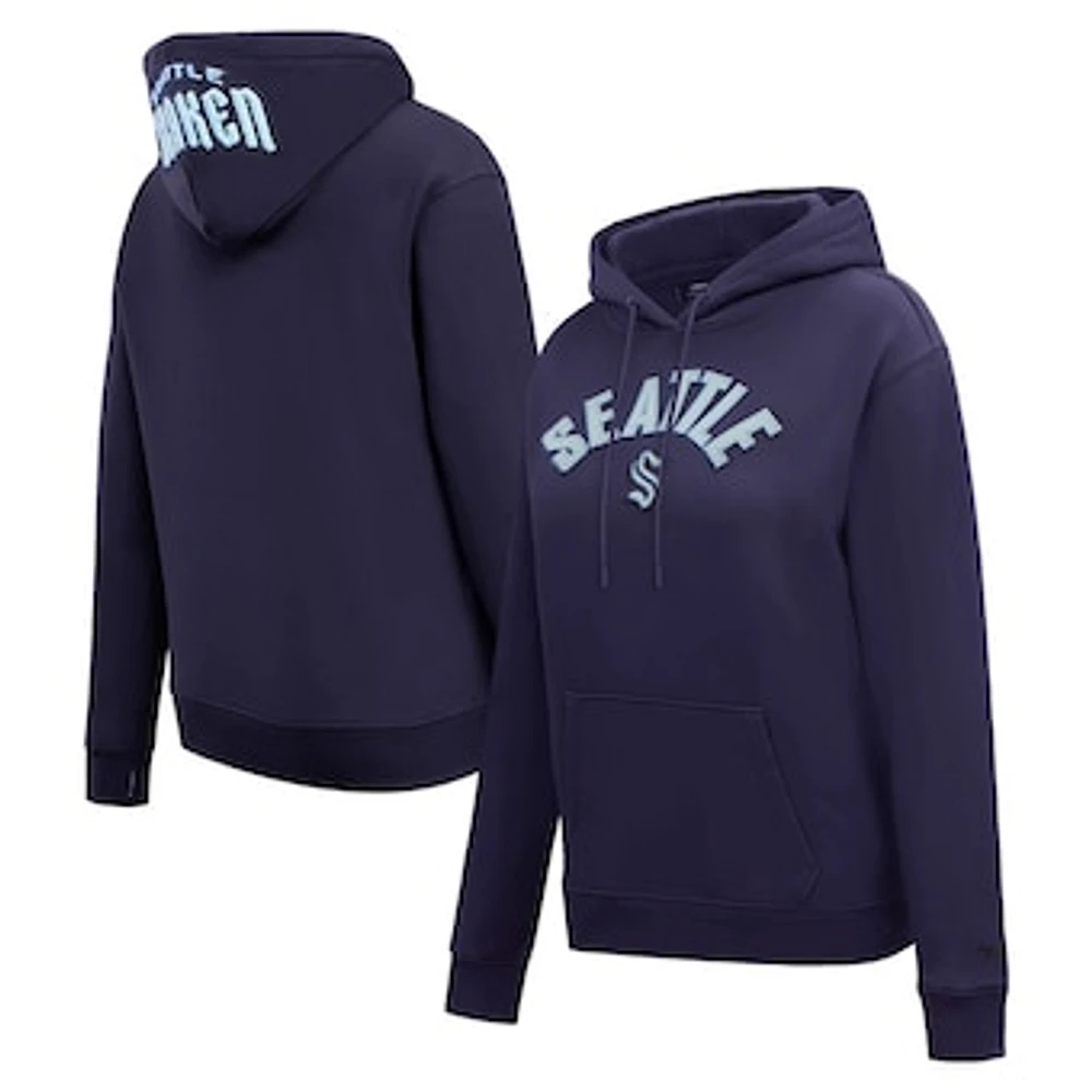 Women's Pro Standard Navy Seattle Kraken Classic Chenille Pullover Hoodie