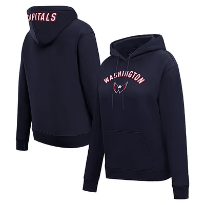 Women's Pro Standard Navy Washington Capitals Classic Chenille Pullover Hoodie