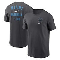 Men's Nike Charcoal Miami Marlins Logo Sketch Bar T-Shirt