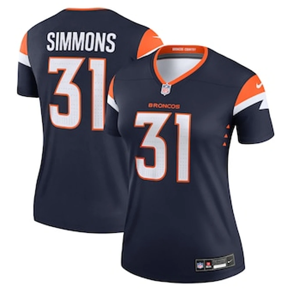 Women's Nike Justin Simmons  Navy Denver Broncos Alternate Legend Player Performance Top