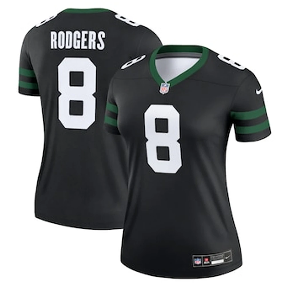 Women's Nike Aaron Rodgers Legacy Black New York Jets Alternate Legend Player Performance Top