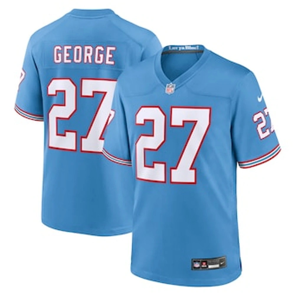 Men's Nike Eddie George Light Blue Tennessee Titans Oilers Throwback Retired Player Game Jersey