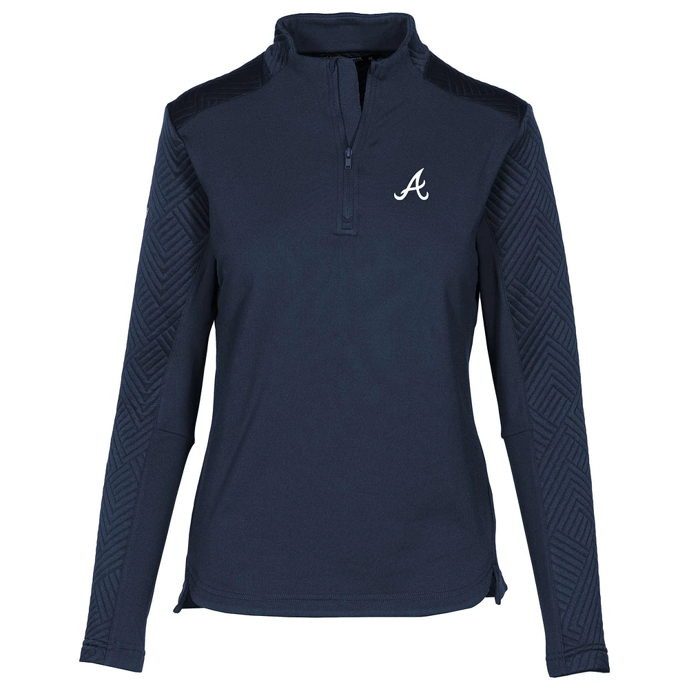 Women's Levelwear Navy Atlanta Braves Daybreak Insignia 2.0 Quarter-Zip Pullover Top