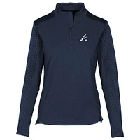 Women's Levelwear  Navy Atlanta Braves Daybreak Insignia 2.0 Quarter-Zip Pullover Top