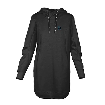 Women's Levelwear  Black Miami Marlins Cover Insignia 2.0 Hoodie Dress