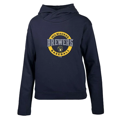 Women's Levelwear  Navy Milwaukee Brewers Evian Pullover Hoodie