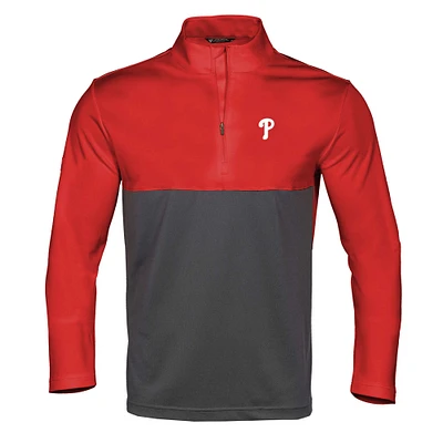 Men's Levelwear  Red/Charcoal Philadelphia Phillies Pursue Insignia 2.0 Quarter-Zip Pullover Top