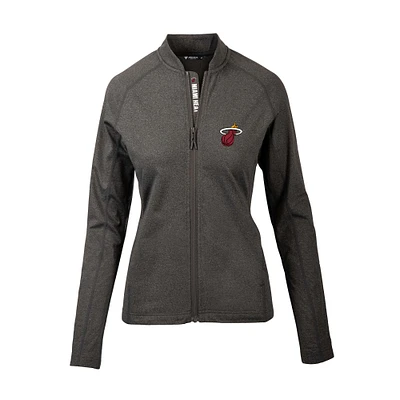 Women's Levelwear  Heather Charcoal Miami Heat Ezra Insignia Core Full-Zip Jacket