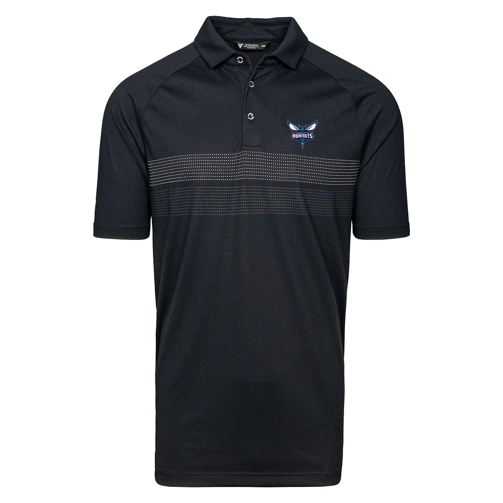 Men's Levelwear Black Charlotte Hornets Mason Insignia Core Polo