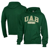 Men's Comfort Wash  Green UAB Blazers Lightweight Fleece Pullover Hoodie