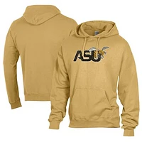 Men's Comfort Wash  Gold Alabama State Hornets Lightweight Fleece Pullover Hoodie