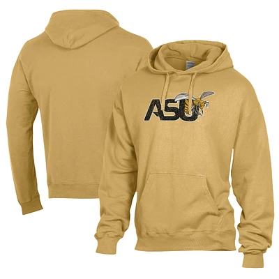 Men's Comfort Wash  Gold Alabama State Hornets Lightweight Fleece Pullover Hoodie