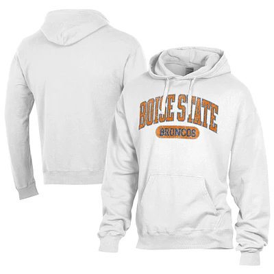 Men's Comfort Wash  White Boise State Broncos Lightweight Fleece Pullover Hoodie