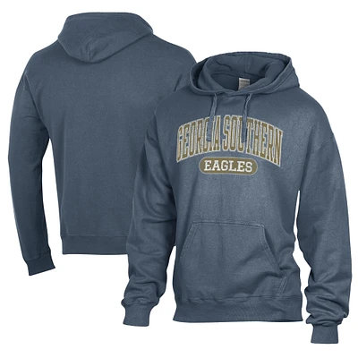 Men's Comfort Wash  Blue Georgia Southern Eagles Lightweight Fleece Pullover Hoodie