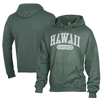Men's Comfort Wash  Green Hawaii Rainbow Warriors Lightweight Fleece Pullover Hoodie