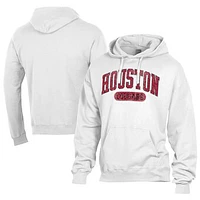 Men's Comfort Wash  White Houston Cougars Lightweight Fleece Pullover Hoodie