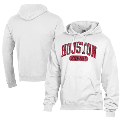 Men's Comfort Wash  White Houston Cougars Lightweight Fleece Pullover Hoodie