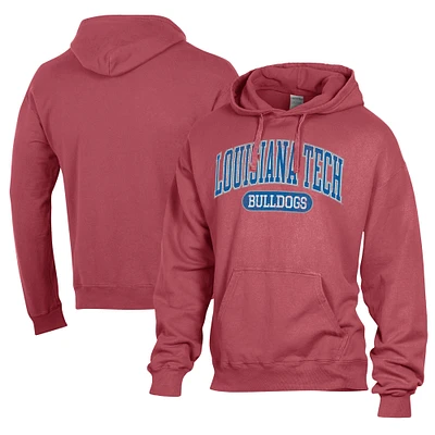 Men's Comfort Wash  Red Louisiana Tech Bulldogs Lightweight Fleece Pullover Hoodie