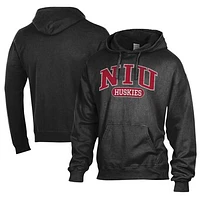 Men's Comfort Wash  Black Northern Illinois Huskies Lightweight Fleece Pullover Hoodie