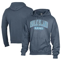Men's Comfort Wash  Navy Rhode Island Rams Lightweight Fleece Pullover Hoodie