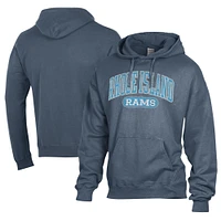 Men's Comfort Wash  Navy Rhode Island Rams Lightweight Fleece Pullover Hoodie