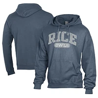 Men's Comfort Wash  Navy Rice Owls Lightweight Fleece Pullover Hoodie