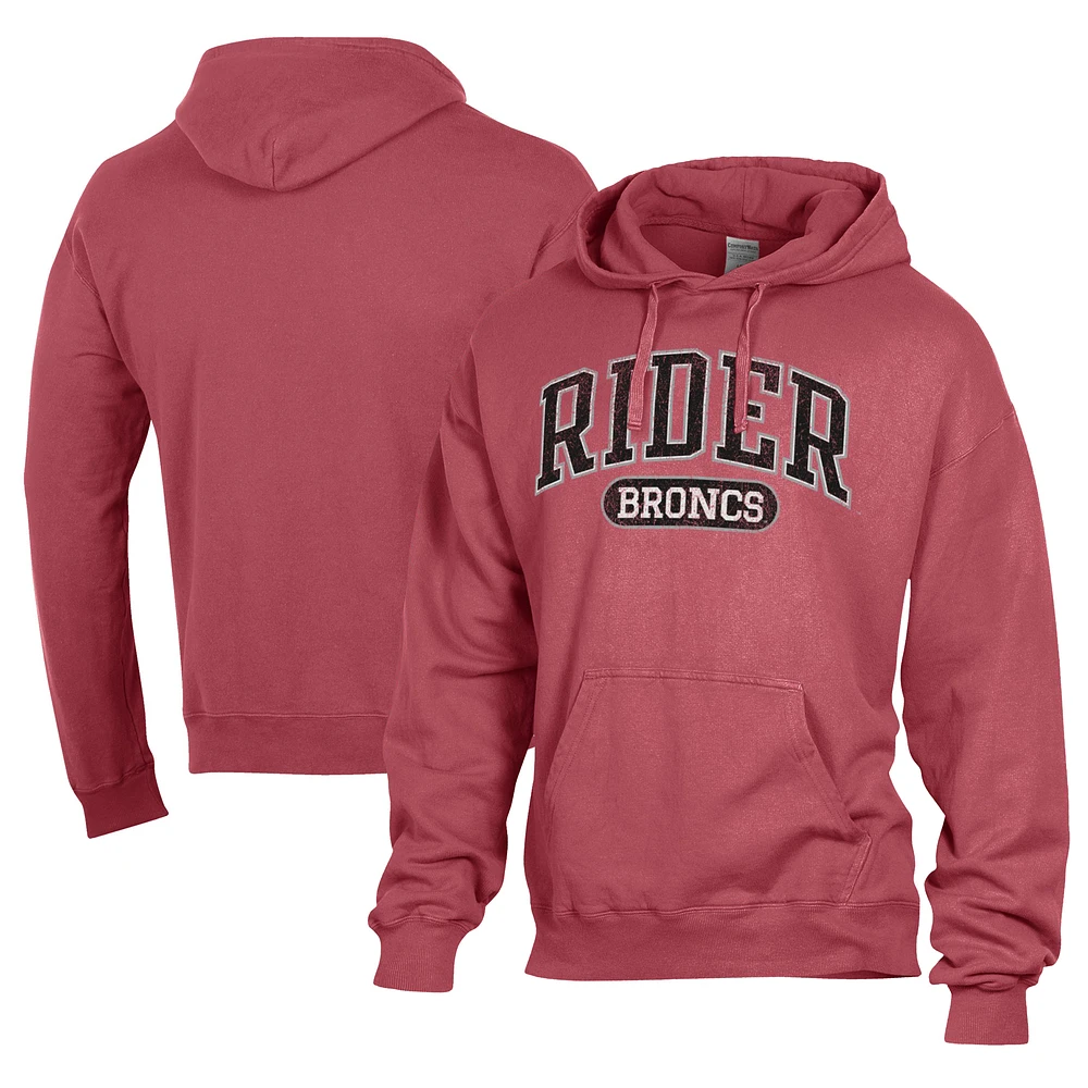 Men's Comfort Wash Crimson Rider Broncs Lightweight Fleece Pullover Hoodie