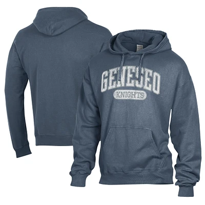 Men's Comfort Wash  Blue SUNY Geneseo Knights Lightweight Fleece Pullover Hoodie