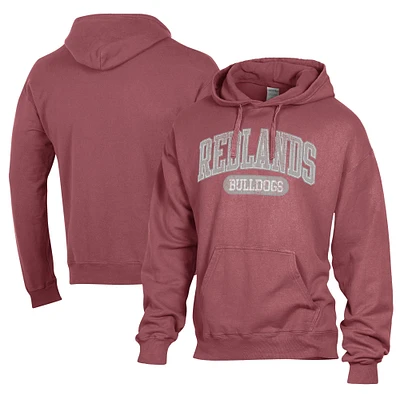 Men's Comfort Wash  Maroon University of Redlands Bulldogs Lightweight Fleece Pullover Hoodie