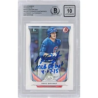 Kris Bryant Chicago Cubs Autographed 2014 Bowman Prospects 1st Bowman Beckett Fanatics Witnessed Authenticated Card with Inscription