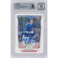 Kris Bryant Chicago Cubs Autographed 2014 Bowman Prospects 1st Bowman Beckett Fanatics Witnessed Authenticated Card with Inscription