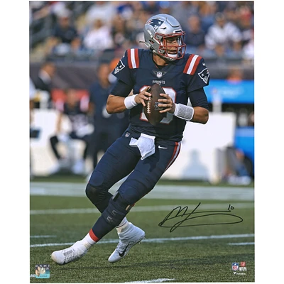 Mac Jones New England Patriots Autographed Dropback Photo