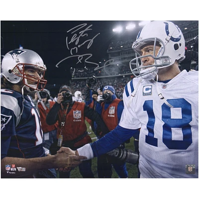 Peyton Manning & Tom Brady Autographed 16" x 20" Colts vs. Patriots Handshake Photograph