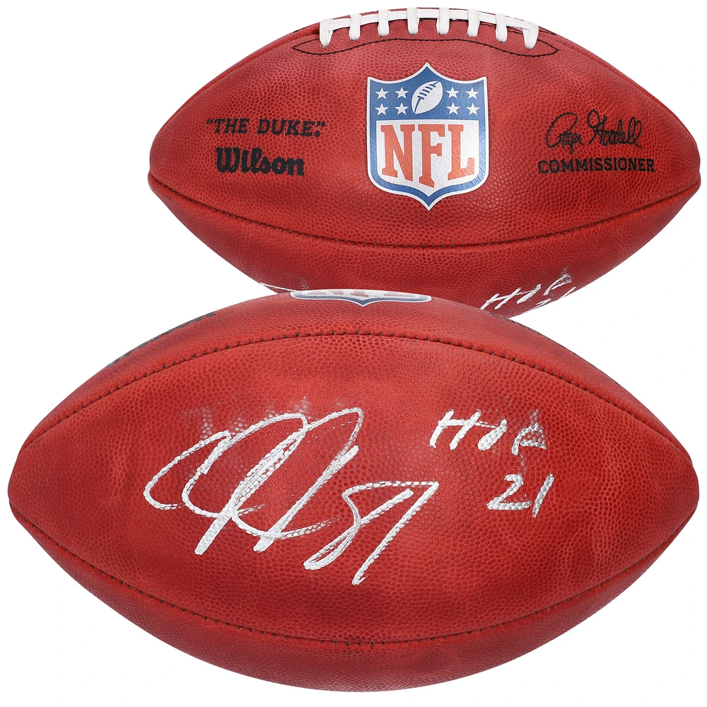 Calvin Johnson Detroit Lions Autographed Wilson Duke Full Color Pro Football with "HOF 21" Inscription
