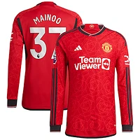 Men's adidas Kobbie Mainoo Red Manchester United 2023/24 Home Long Sleeve Authentic Player Jersey