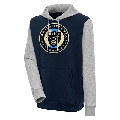 Men's Antigua Navy Philadelphia Union Victory Color Block Pullover Hoodie