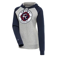 Women's Antigua  Heather Gray New England Revolution Victory Raglan Sleeve Pullover Hoodie