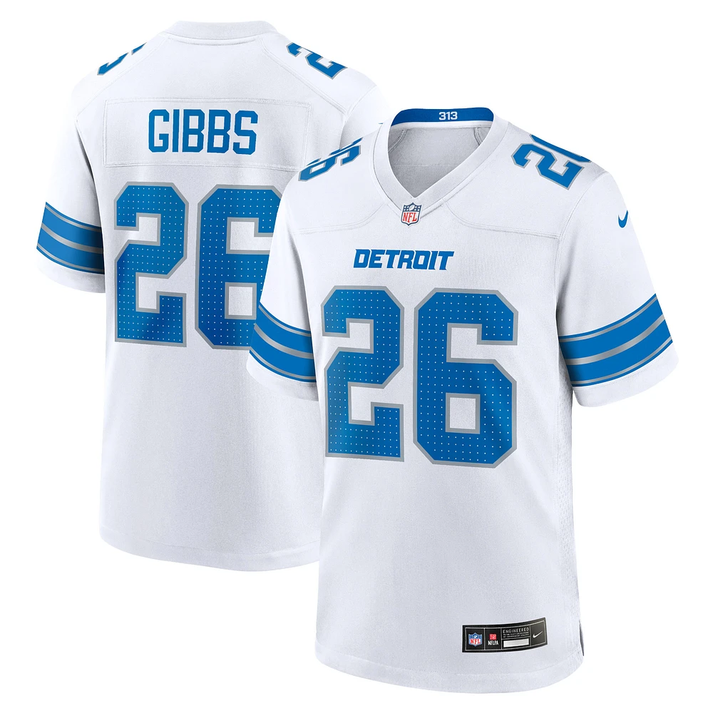 Men's Nike Jahmyr Gibbs White Detroit Lions Game Jersey