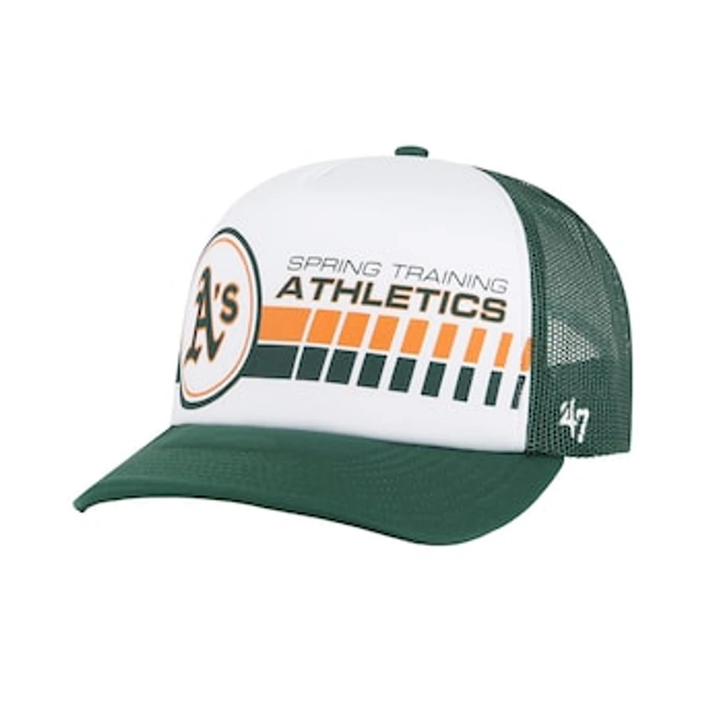 Men's '47 White/Green Athletics 2024 Spring Training Foam Trucker Adjustable Hat